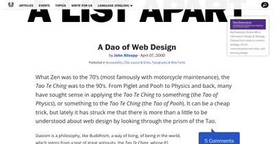 Screenshot of A Dao of Web Design