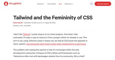 Screenshot of Tailwind and the Femininity of CSS