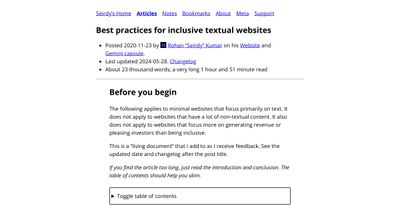 Screenshot of Best practices for inclusive textual websites