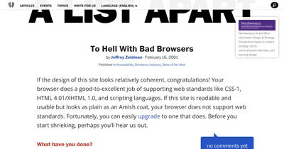 Screenshot of To Hell With Bad Browsers