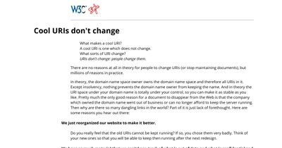Screenshot of Cool URIs don’t change
